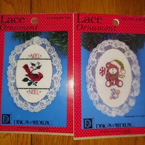 Lace Cross-Stitch Ornaments - Cardinal & Teddy Designs